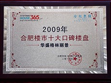 2009年度合肥樓市十大口碑樓盤（華盛格林麗景）